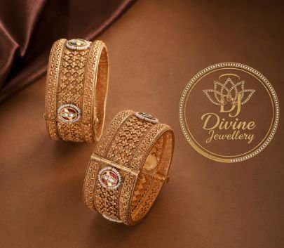 Divine Jewellery Rose Gold Plated Designer Kada Bangles for Women | 92.5 Silver Traditional Bridal Bangle Set