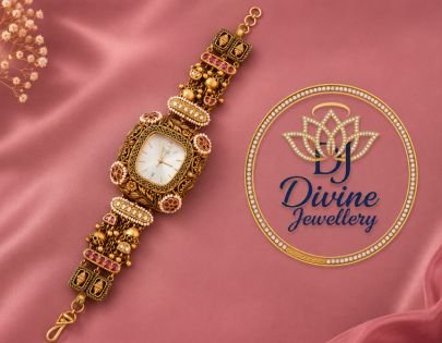 Divine Jewellery Royal Antique Gold Plated Designer Watch Bracelet for Women