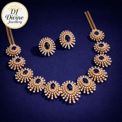 Divine Jewellery Royal Blue Sunburst Designer Necklace Set