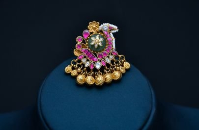 Divine Jewellery Royal Peacock Motif Temple Statement Ring