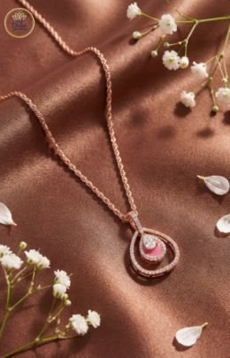 Divine Jewellery Ruby Drop Crystal Halo Pendant Necklace