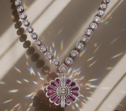 Divine Jewellery Ruby Radiance Contemporary Diamond Statement Necklace