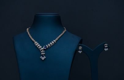 Divine Jewellery Sapphire Cascade Diamond-Style Necklace Set