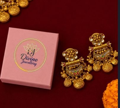 Divine Jewellery Traditional Gold Plated Silver Jhumka Earrings for Women | Antique Temple Style Meenakari Designer Earrings