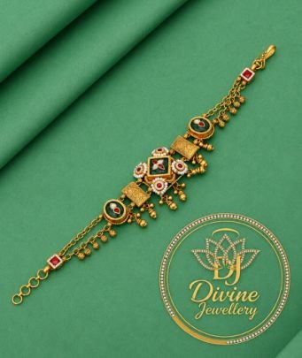 Divine Jewellery Traditional Gold Plated Meenakari Bracelet for Women | 92.5 Silver Designer Ethnic Hand Bracelet