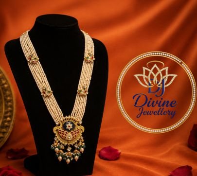 Divine Jewellery Traditional Multi-Layer Pearl Necklace Set for Women | 92.5 Silver Gold Plated Bridal Necklace