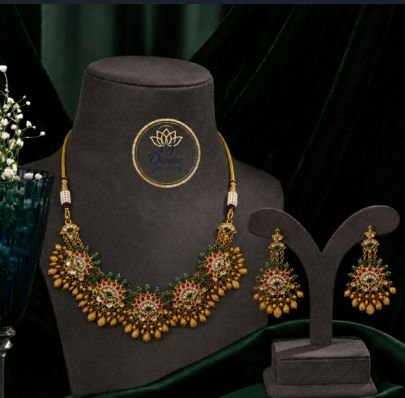 Divine Jewellery Traditional Peacock Floral Necklace Set for Women | Antique Gold Plated Ethnic Jewellery | Divine Jewellery