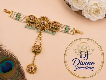 Divine Jewellery Traditional Pearl Choker Bracelet for Women | 92.5 Silver Gold Plated Handcrafted Ethnic Bracelet