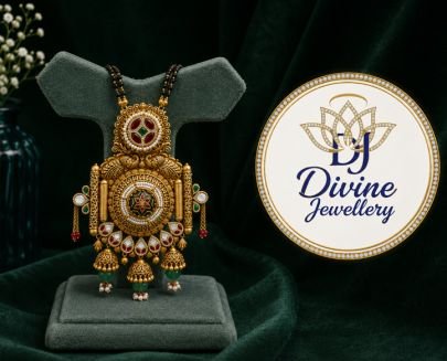 Divine Jewellery Traditional Temple Mangalsutra Pendant for Women | 92.5 Silver Gold Plated Designer Mangalsutra Necklace