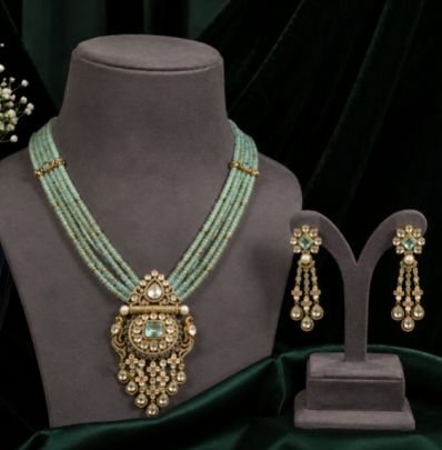 Divine Jewellery Turquoise Beaded Necklace Set for Women
