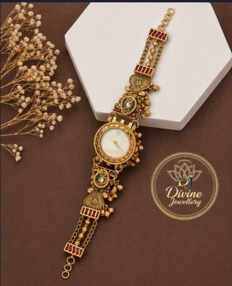 Divine Jewellery Vintage Antique Gold Plated Watch Bracelet for Women