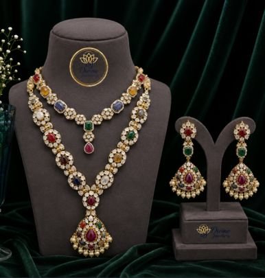 Divine Multicolor Royal Kundan Layered Necklace Set with Earrings – Gold Plated Silver Jewellery
