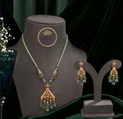 Divine Pastel Beaded Pendant Necklace Set in 92.5 Silver Gold Plated
