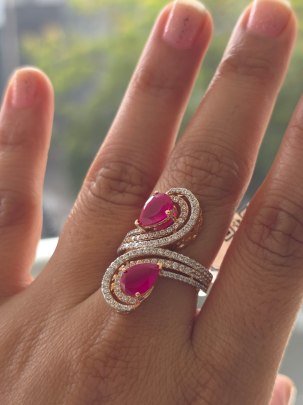 Gold Plated Pink Gemstones Ring 
