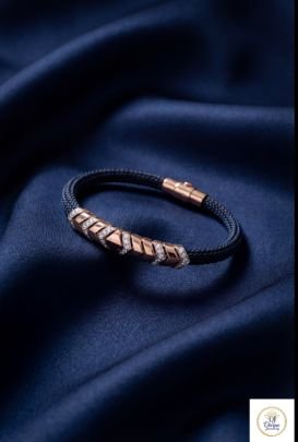Luxury Chevron Diamond Pattern Braided Bracelet with Rose Gold Finish in 92.5 Silver | Divine Jewellery
