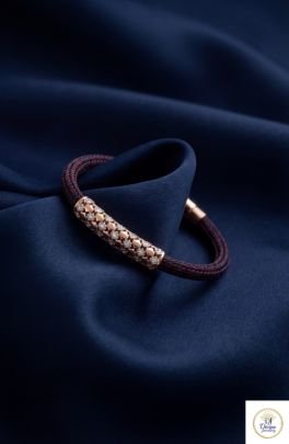Luxury Diamond Grid Designer Braided Bracelet in Rose Gold Finish | 92.5 Silver | Divine Jewellery