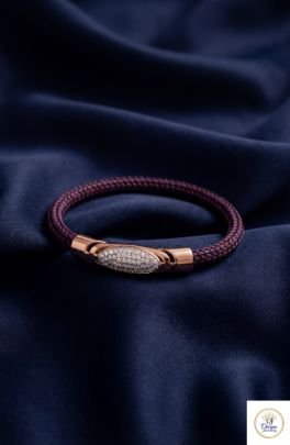 Luxury Oval Diamond Pavé Braided Bracelet in Rose Gold Finish | 92.5 Silver | Divine Jewellery