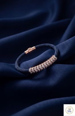 Premium Interlock Diamond Pattern Braided Bracelet with Rose Gold Finish in 92.5 Silver | Divine Jewellery