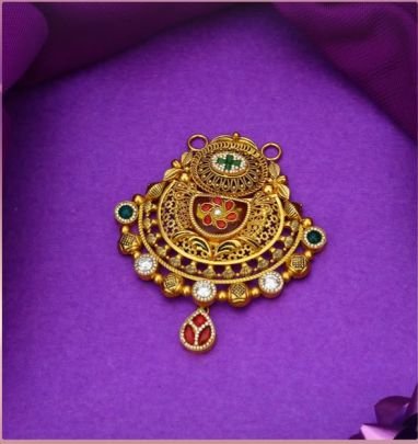 Royal Floral Temple Filigree Pendant 92.5 Silver Gold-Plated with Kundan Stones