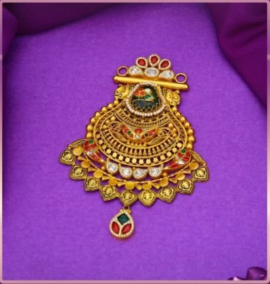 Royal Lotus Temple Filigree 92.5 Silver Gold-Plated Pendant with Kundan Stones