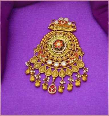 Royal Mandala Temple Filigree 92.5 Silver Gold-Plated Pendant with Kundan Stones