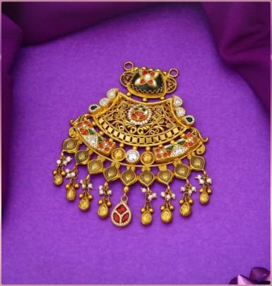 Royal Peacock Temple Filigree 92.5 Silver Gold-Plated Pendant with Kundan Stones