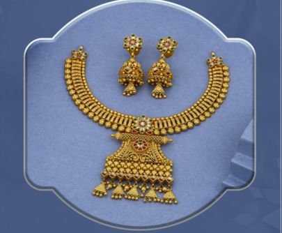 Temple Layered Pyramid Pendant Necklace Set with Jhumka Earrings in 92.5 Silver Gold Plated – Divine Jewellery