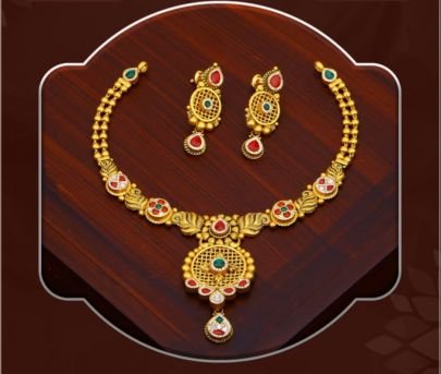 Temple Round Filigree Pendant Necklace Set with Earrings in 92.5 Silver Gold Plated – Divine Jewellery