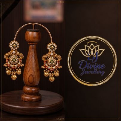 Traditional Antique Gold Plated Chandbali Earrings for Women | Ethnic Kundan Pearl Jhumka Earrings | Divine Jewellery