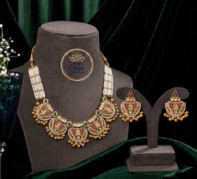 Traditional Kundan Meenakari Necklace Set with Pearl Strands – 92.5 Silver Gold Plated Ethnic Jewellery